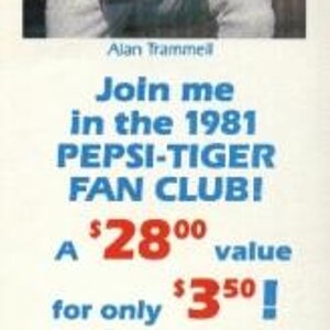 81 pepsi tigers: Large book-mark size card w/ perforation for hanging on neck of bottle.