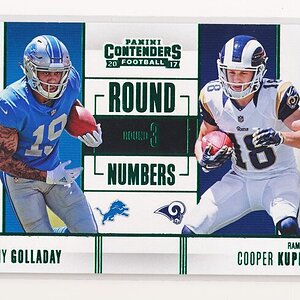 Cooper Kupp and Kenny Golladay 2017 Panini Contenders Round Numbers Emerald FT.jpg