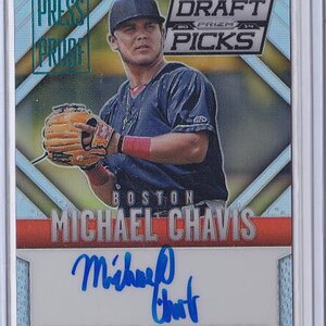 2014 Prizm Perennial Draft Picks Prospect Signatures Michael Chavis Press Proof #'d 84 of 199