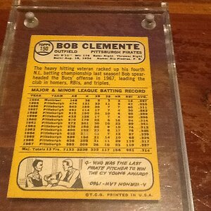 Back of 1968 Topps Clemente