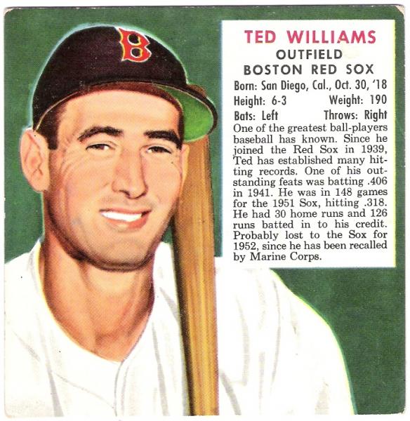 1952 Red Man AL23 Ted Williams (no Tab)
