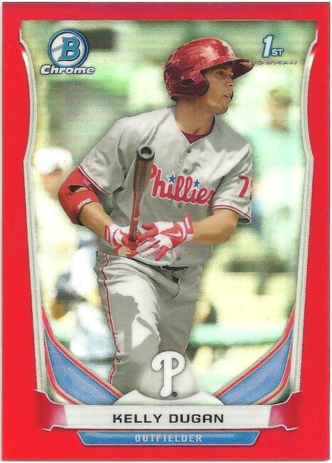 Kelly Dugan 2014 Bowman Chrome Prospects Red Refractor #'d 5/5 Phillies